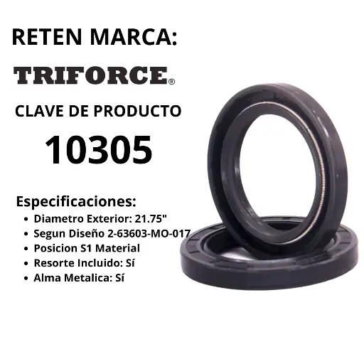 [10305] Reten con Arillo de Respaldo Diametro Ext: 21.75" Diseño: 2-63603-MO-017 Posicion S1 Material